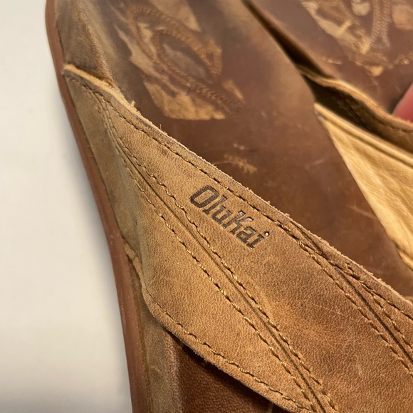 Sold OluKai Men’s Pikoi Leather Flip Flops Sandals Ray Brown Size 8 US $100 NEW - Picture 10 of 13